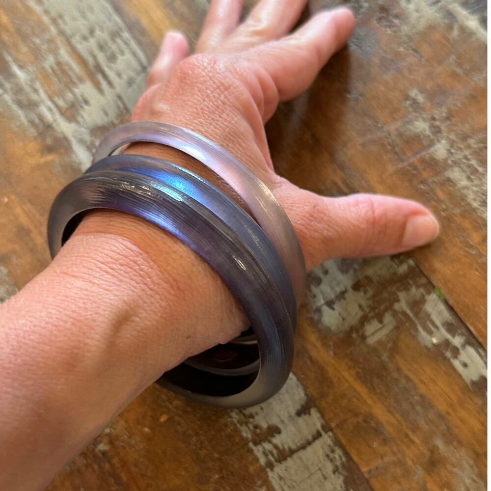 Alexis Bittar Lucite Bangle Bracelet Set – Purple Ombre Set of 3